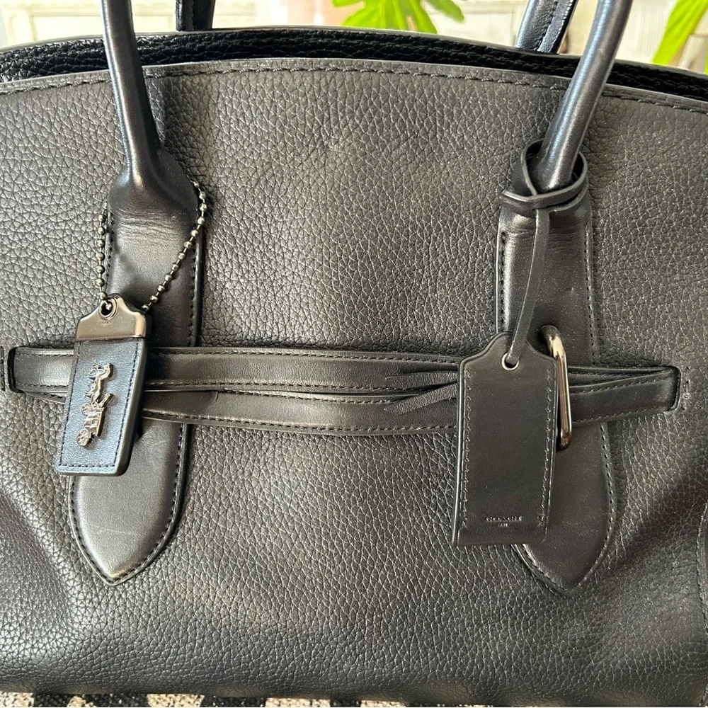 Vintage Coach Black Leather Tote Bag - Picture 8 of 9